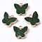 Druzy Resin Pendants, with Edge Light Gold Plated Iron Loops, Butterfly, Dark Green, 14.5x16x6.5mm, Hole: 1.8mm