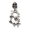 Halloween 304 Stainless Steel Enamel Pendants, Skull Charm, Stainless Steel Color, 50mm