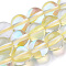 Synthetic Moonstone Beads Strands, Dyed, Holographic Beads, Half AB Color Plated, Round, Light Yellow, 6mm, Hole: 1mm, about 64pcs/strand, 15 inch