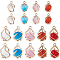 SUNNYCLUE 18Pcs 9 Styles Resin Imitation Cat Eye Pendants, Teardrop Charms, with Light Gold Plated Brass Findings, Mixed Color, 13~18.5x10~13mm, Hole: 1.2mm, 2pcs/style