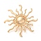 Sun Brooch, Alloy Badge for Men Women, Golden, 45.5x45.5x4mm