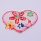 Computerized Embroidery Cloth Iron on/Sew on Patches, Costume Accessories, Appliques,  Heart with Flower, Pink, 37x56x1.5mm