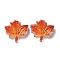 Thanksgiving Day Transparent Epoxy Resin Decoden Cabochons, with Paillettes, Maple Leaf, Orange Red, 23x24x7mm