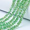 Electroplate Glass Beads Strands, AB Color Plated, Faceted, Rondelle, Light Green, 4x3mm, Hole: 0.4mm, about 113~115pcs/strand, 41~42cm