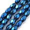 Electroplated Synthetic Non-magnetic Hematite Beads Strands, Long-Lasting Plated, Twist, Blue Plated, 8x5.5mm, Hole: 1mm, about 49pcs/strand, 16.06''(40.8cm)