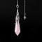 Natural Rose Quartz Dowsing Pendulum Big Pendants, with Platinum Plated Metal Cone, Hexagonal Cone Charm, 260mm