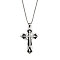 201 Stainless Steel Necklaces, Alloy Rhinestone Pendant Necklaces, Cross, Black, 23.31 inch(59.2cm)