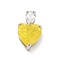 Glass Pendants, with Real Platinum Plated Brass Findings, Heart, Yellow, 20x12.5x7.5mm, Hole: 5.5x2.5mm