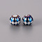 Electroplate Glass Beads, Round with Grid Pattern, Blue Plated, 10mm, Hole: 1.2mm