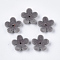 Flocky Acrylic Bead Caps, 5-Petal, Flower, Light Grey, 17x18x5mm, Hole: 1mm