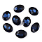 Pointed Back Glass Rhinestone Cabochons, Back Plated, Faceted, Oval, Montana, 10x8x4mm