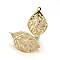 Leaf Iron Pendants, with Resin Rhinestone, Golden, 24x12mm, Hole: 1mm