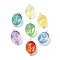 Glass Connector Charms, with Iron Double Loops, Oval Links, Mixed Color, Golden, 25x18x8.5mm, Hole: 1.8mm