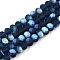 Transparent Glass Beads Strands, Faceted, Frosted, Half AB Color Plated, Rondelle, Marine Blue, 8x6mm, Hole: 1mm, about 64~65pcs/strand, 40~41cm