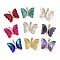 Brass Micro Pave Clear Cubic Zirconia Pendants, with Glass, Butterfly, Golden, Mixed Color, 20x26.5x5mm