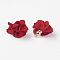 Cloth Pendant Decorations, with Acrylic Findings, Flower, Red, 25~30x28~35mm, Hole: 2mm