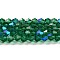 Transparent Electroplate Glass Beads Strands, AB Color Plated, Faceted, Bicone, Teal, 4x4mm, Hole: 0.8mm, about 82~85pcs/strand, 30.5~31cm