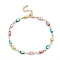 304 Stainless Steel Anklets, with Enamel and Lobster Claw Clasps, Evil Eye, Colorful, Golden, 10-1/4 inch(26cm)