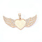 Alloy Pendant Cabochon Settings, with Crystal Rhinestone, Cadmium Free & Lead Free, Heart with Wing, Light Gold, Tray: 26.5x32.5mm, 47.5x107.5x6mm, Hole: 15mm