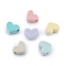 Opaque Resin European Beads, large hole bead, Flocky Heart, Mixed Color, 15x19x8.5mm, Hole: 4mm