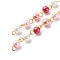 Handmade Glass Pearl Beaded Chains, with Brass Eye Pins, Unwelded, Crimson, 13x6mm, about 3.28 Feet(1m)/Strand