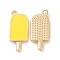 Brass Enamel Pendants, Ice-Lolly, Real Platinum Plated, Real 18K Gold Plated, Gold, 20x9x2mm, Hole: 1.5mm