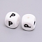 Silicone Beads, Cube with Letter.P, White, 12x12x12mm, Hole: 2mm