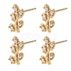 SHEGRACE Leafy Branch Brass Micro Clear Pave Cubic Zirconia Stud Earrings XGRQ4N292-717G-1