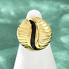 Flat Round 304 Stainless Steel Enamel Finger Rings for Women RJEW-G355-07G-4