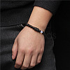 12 Constellations Protetion Aquamarine & Black Obsidian Round Beads Stretch Bracelets for Men Women WG083ED-12-3