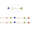 Handmade Eco-friendly Brass Moon & Star & Flat Round Link Chain CHC-E025-53G-2