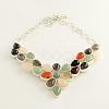 Gemstone Bib Statement Necklaces with Alloy Cabochon Settings and Silver Color Plated Brass Chains  NJEW-R224-07B-B-1
