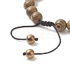 4Pcs 4 Color Natural Wood & Alloy Skull & Synthetic Hematite Braided Bead Bracelets Set BJEW-JB09214-6