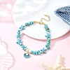 Zinc Alloy Enamel Shell Shape Charm Round Shell Pearl & Dyed Synthetic Turquoise Starfish & Magnesite Chip Beaded Anklets AJEW-AN00735-02-1