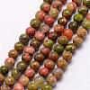 Natural Unakite Bead Strands G-K146-29-3mm-1