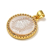 Rack Plating Brass Micro Pave Clear Cubic Zirconia Flat Round Pendants LS-KK-U025-10G-09-2