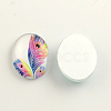 Feather Pattern Glass Flatback Oval Cabochons GGLA-R022-25x18-24-2