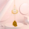 Natural Citrine Chip Wrapped Moon Hanging Ornaments PW-WG89822-05-1