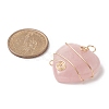 Natural Rose Quartz Copper Wire Wrapped Pendants PALLOY-JF02042-01-2