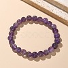 Natural Amethyst Bead Stretch Bracelets X-BJEW-K212-B-034-1