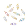 Baking Paint Pearlized Glass Pearl & Acrylic Flower Connector Charms PALLOY-JF04299-02-1