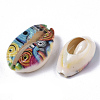 Printed Natural Cowrie Shell Beads X-SSHEL-R047-01-D05-3
