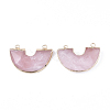 Electroplate Natural Rose Quartz Semi Circle Pendants G-S344-42G-2