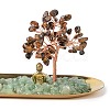 Natural Tiger Eye Money Tree Buddha Sculpture Set Incense Burner & Natural Green Aventurine on Trays for Wealth DJEW-G027-19RG-05-2