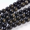 Natural Golden Sheen Obsidian Beads Strands X-G-C076-10mm-5-1