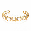 Brass Micro Pave Clear Cubic Zirconia Cuff Bangles BJEW-N302-006H-NF-1