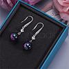 Pearl Earrings with Cubic Zirconia White Freshwater Shell Pearl Dangle Hook Earrings Stud Round Ball Drop Hoop Earrings Brass Jewelry Gift for Women JE1097C-4