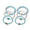 3Pcs 3 Styles Summer Beach Turtle Dyed Synthetic Turquoise & Shell Bead Bracelet Sets BJEW-JB10313-4