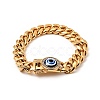 Ion Plating(IP) 304 Stainless Steel Curb Chains Bracelet with Crystal Rhinestone BJEW-E009-05G-02-4