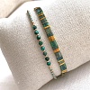 2Pcs 2 Styles Natural Fuchsite & Glass & Iron Braided Bead Bracelet Sets VQ5564-2